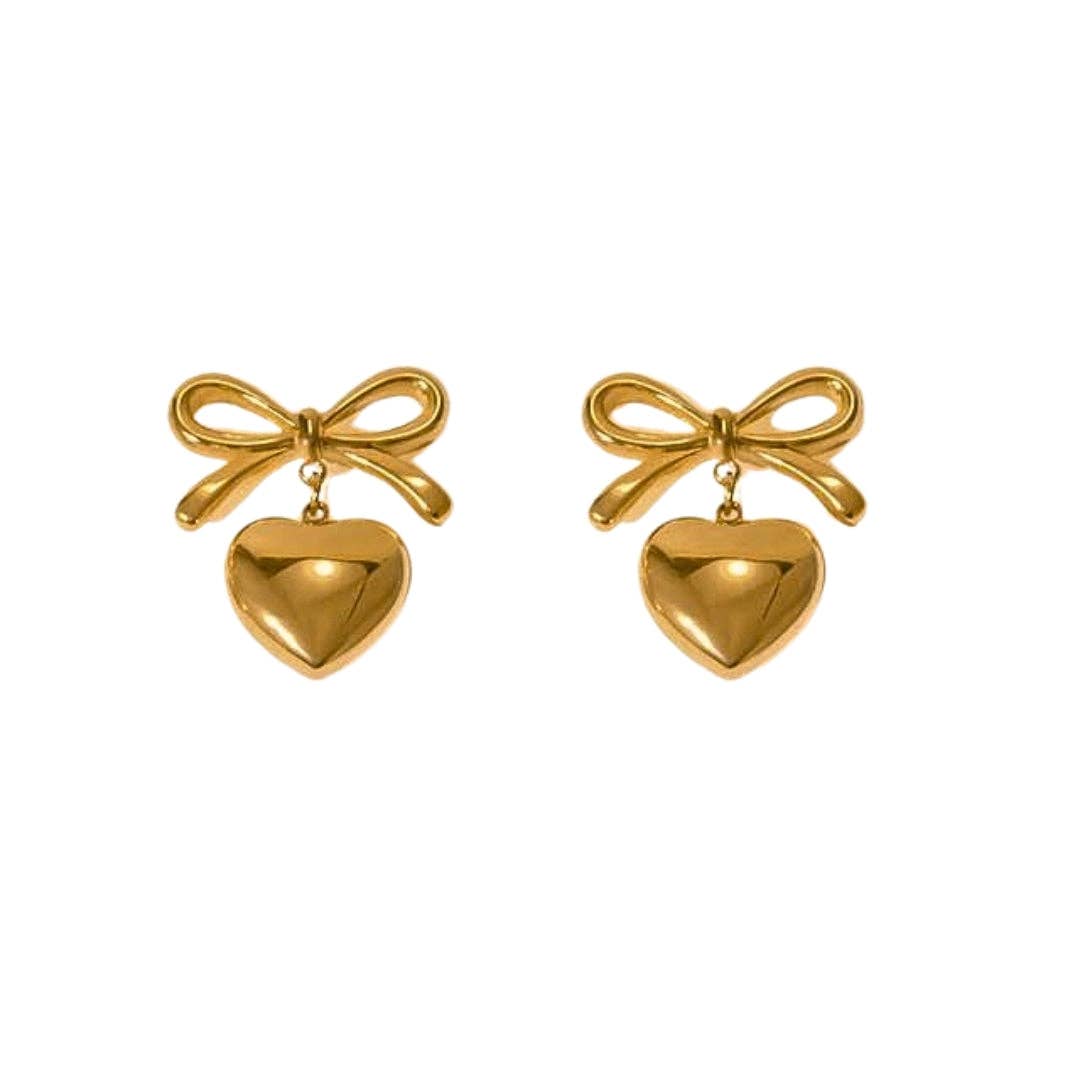 Bow Heart Stud Earrings