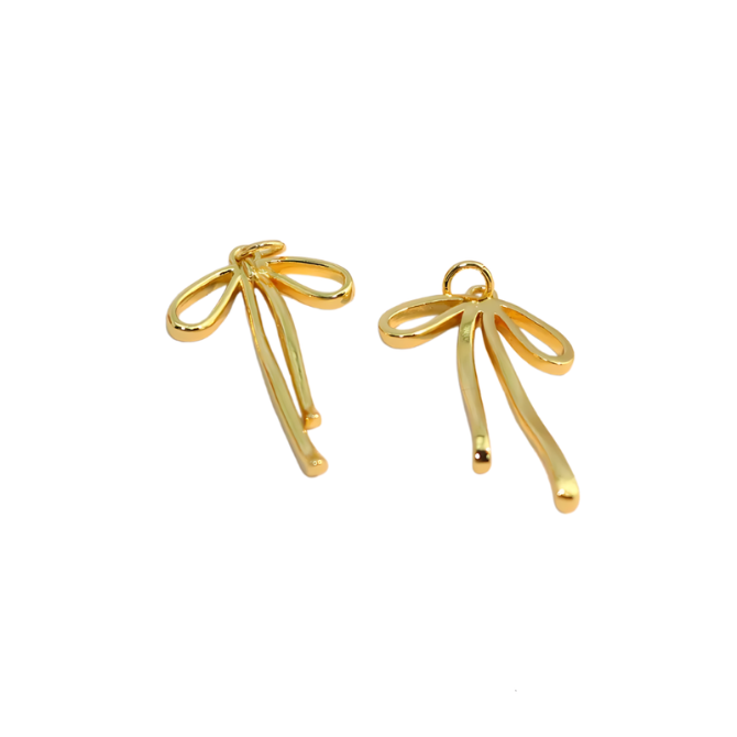 Gold Ribbon Bow Charm