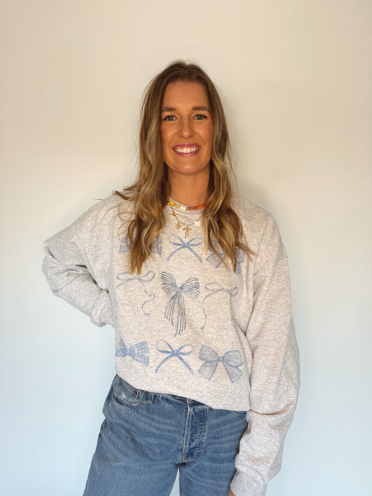 Blue Bow Oversized Sweatshirt