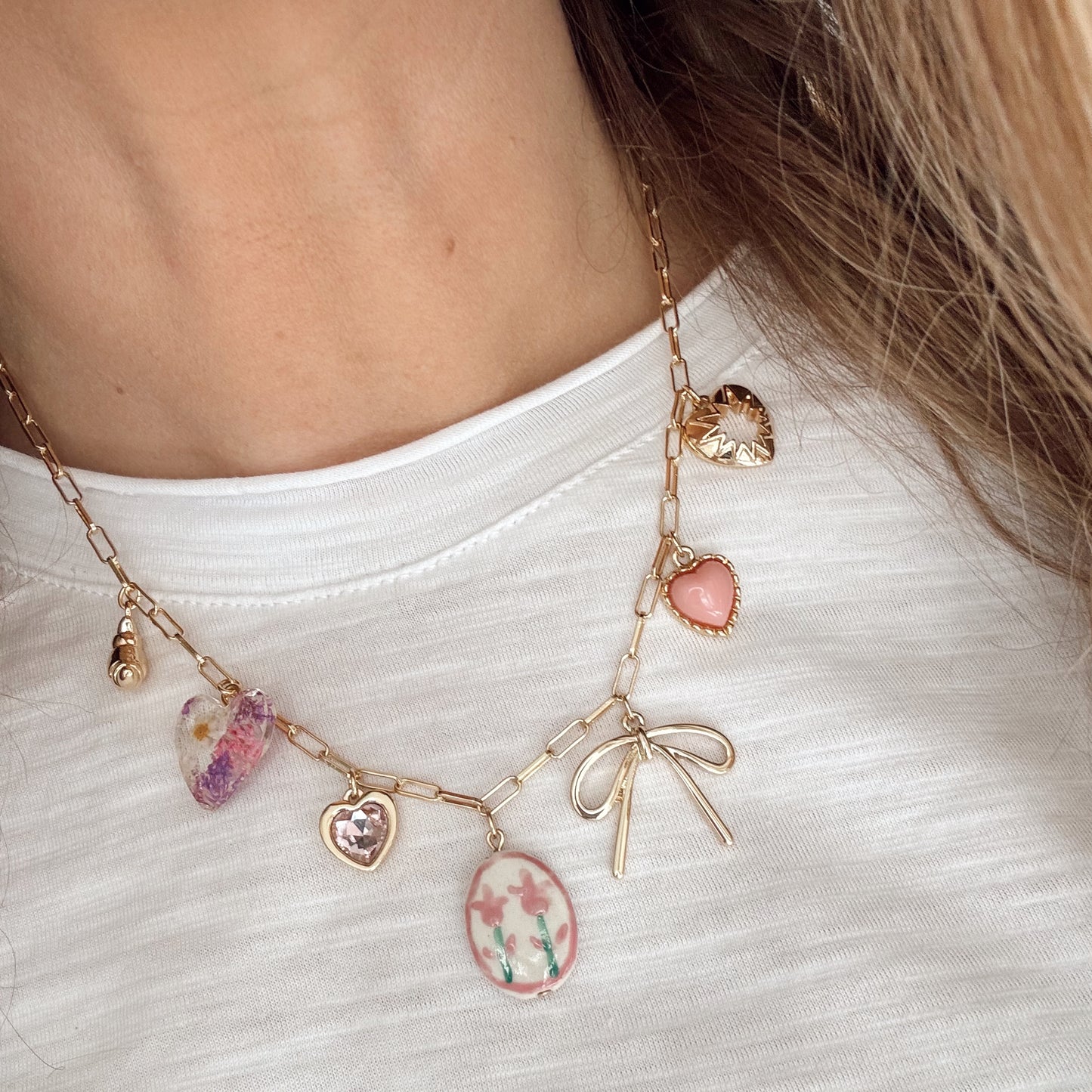 Pink Cottage Charm Necklace