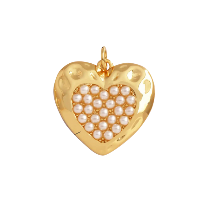 Golden Heart Pearl Charm