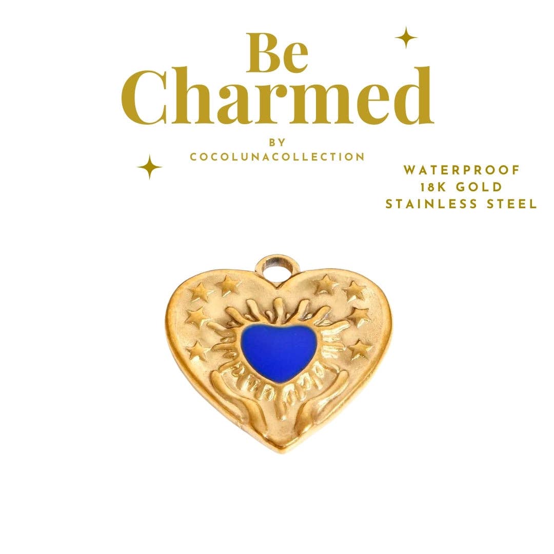 Golden Blue Heart Charm
