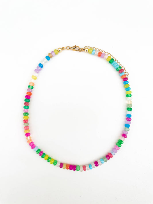 Jelly Loop  - Rainbow Gemstone Bead Necklace