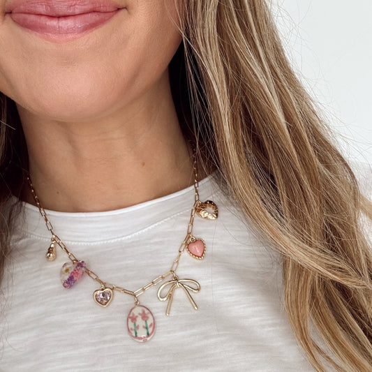 Pink Cottage Charm Necklace