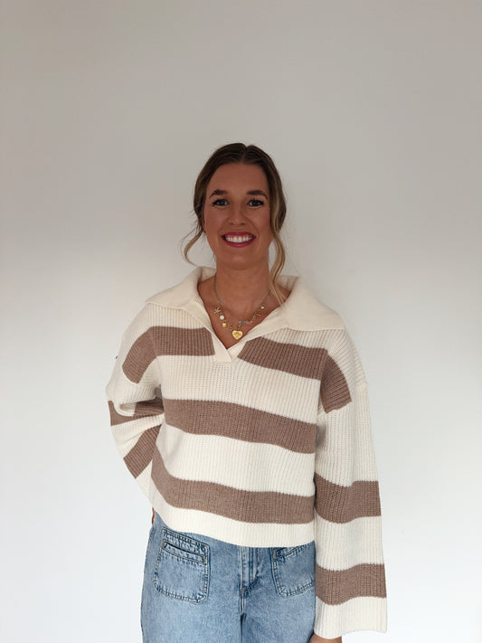 Taupe Stripe Sweater